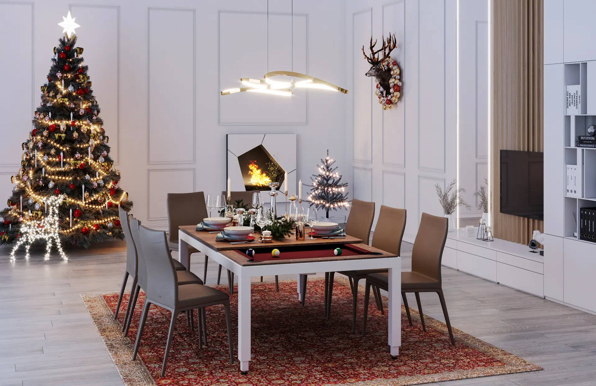 Fusiontables biliárd- és étkezőasztal nappaliban