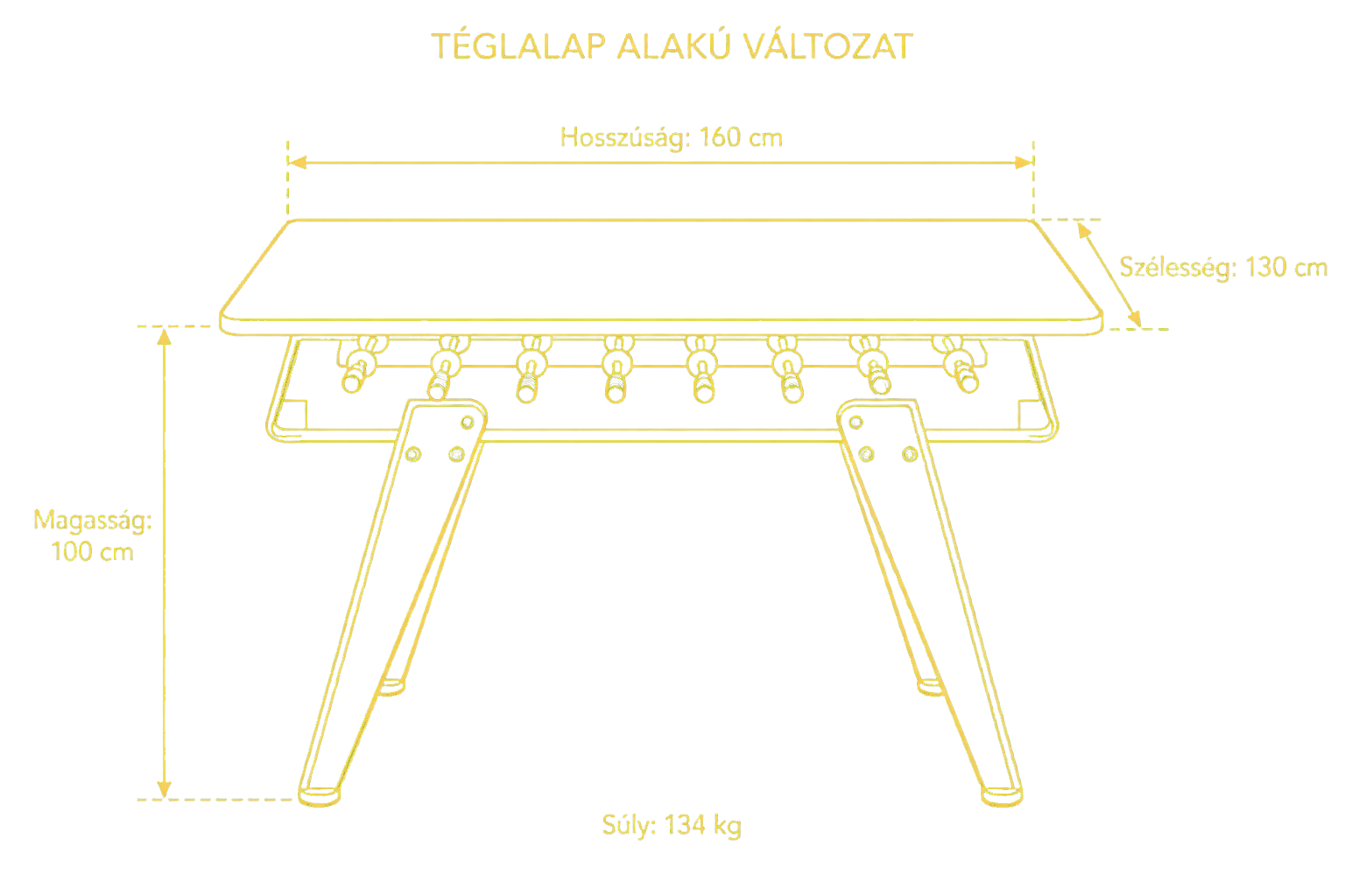 RS3 Wood Dining téglalap alakú változat magyar méretrajza